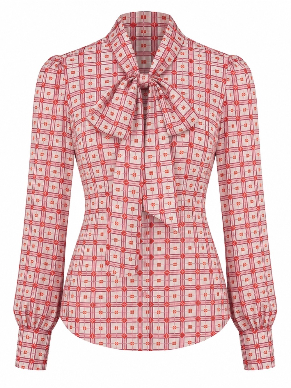 Hawes & Curtis Pink Geometric Bow Tie Blouse UK 8 US 4